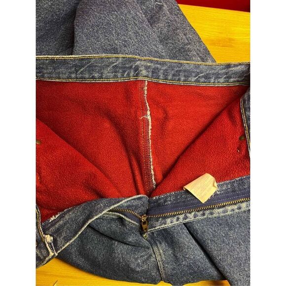 LL bean womans size 14 red fleece lined insulateddenim jeans warm cozy winter - Picture 6 of 6